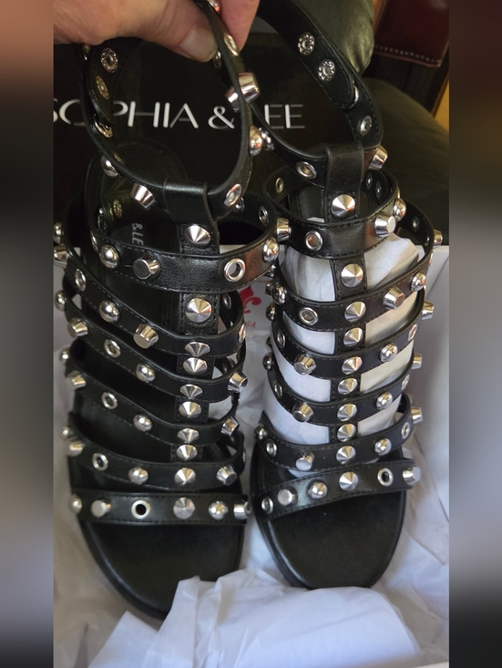 Sophia & Lee Shoes - Sophia & Lee Black Studded Gladiator Heels Sz7.5